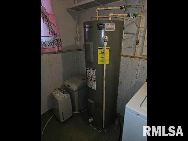 utility room with electric water heater