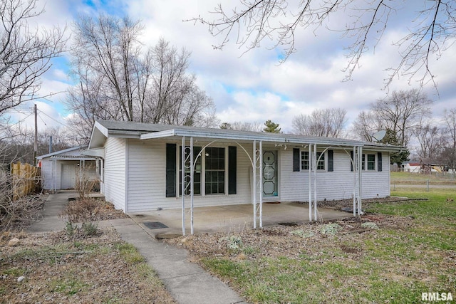 view of front of home with a patio