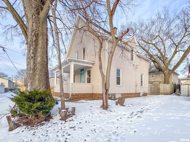 view of snowy exterior