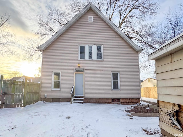 view of snow covered property