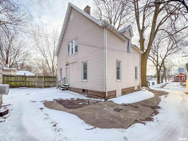 view of snow covered exterior