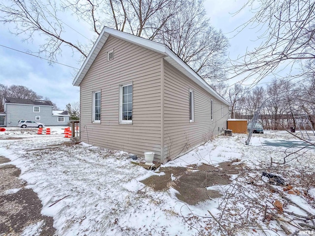 view of snow covered exterior