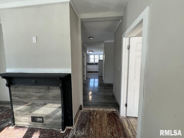 hall featuring dark hardwood / wood-style flooring