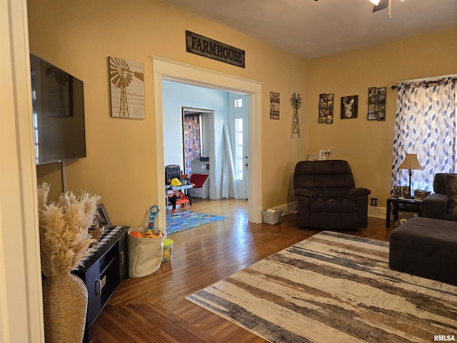 living room featuring dark hardwood / wood-style flooring