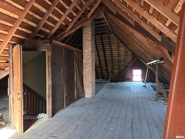 view of unfinished attic