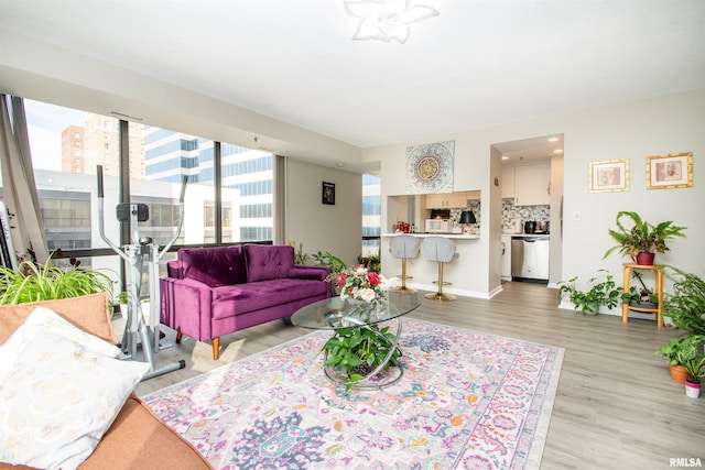 living room with hardwood / wood-style flooring