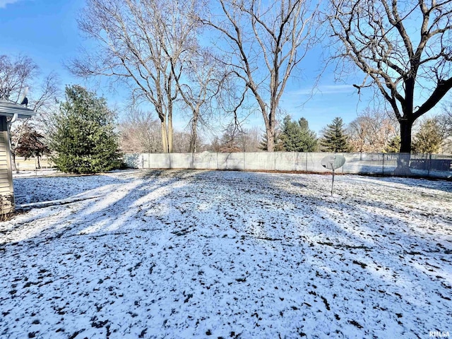 view of yard covered in snow