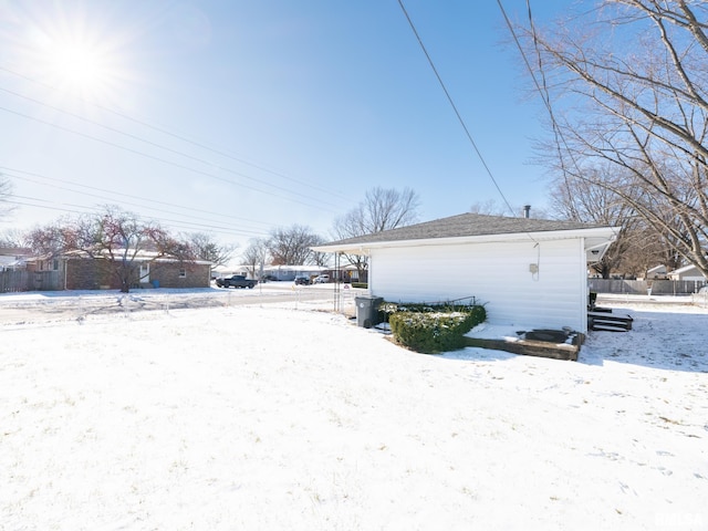 view of snow covered exterior