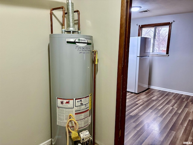 utilities with gas water heater and visible vents