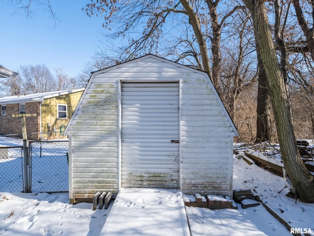 view of snow covered structure