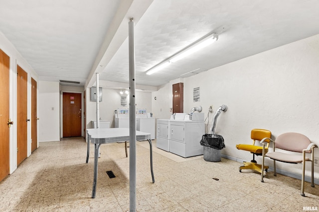 basement with washing machine and dryer