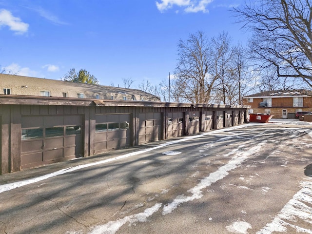 exterior space with a garage