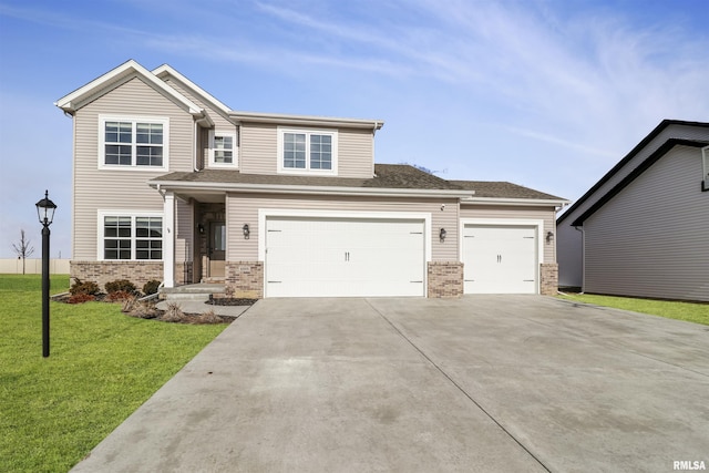 view of front of home with a front lawn