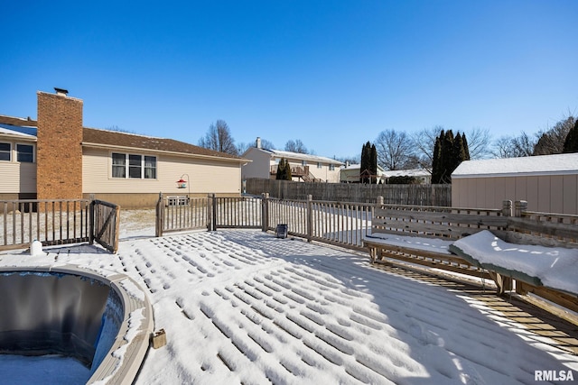 view of snow covered patio