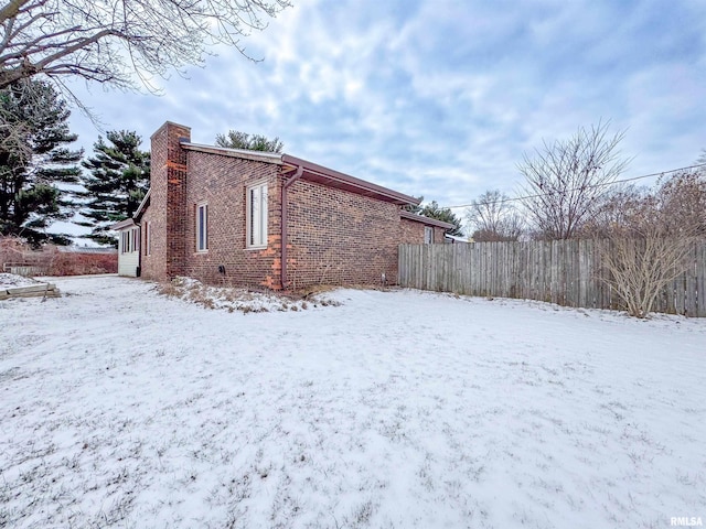 view of snow covered exterior