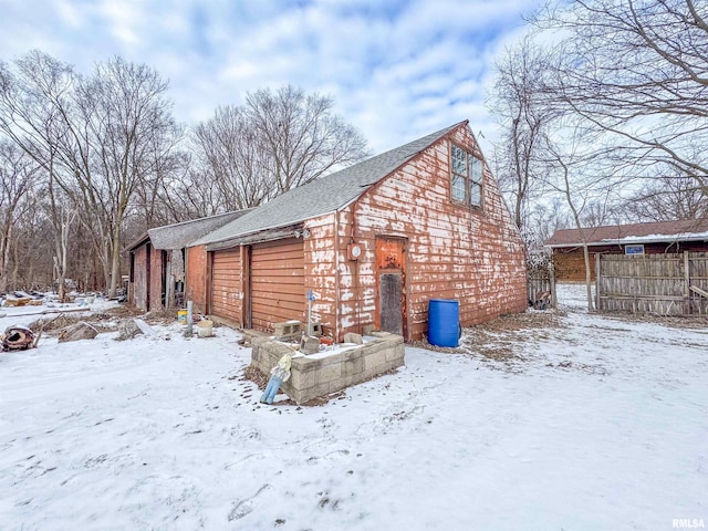 view of snow covered property