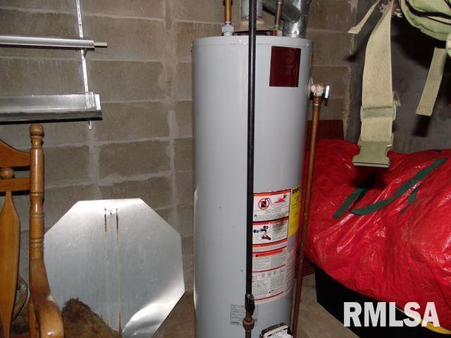 utility room featuring water heater