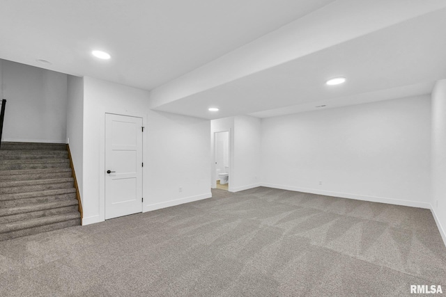 basement featuring carpet floors