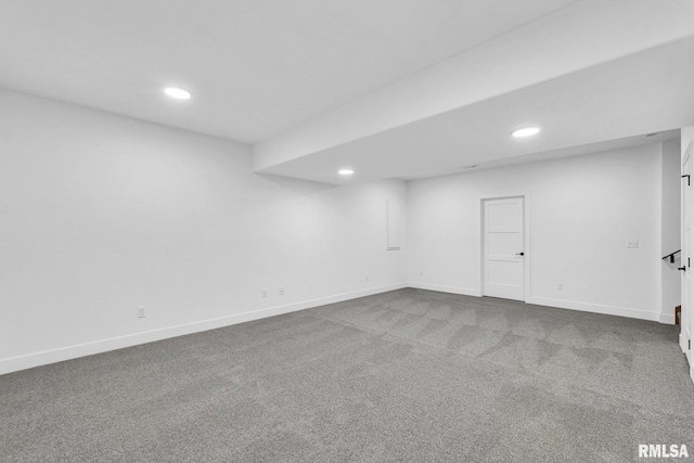 basement with carpet floors