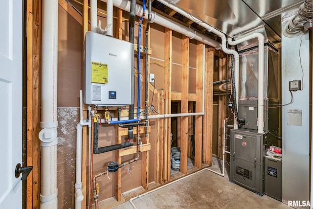 utility room with water heater