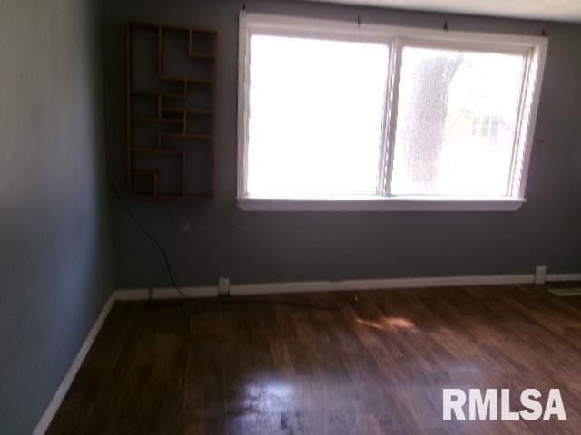 unfurnished room featuring dark wood-type flooring