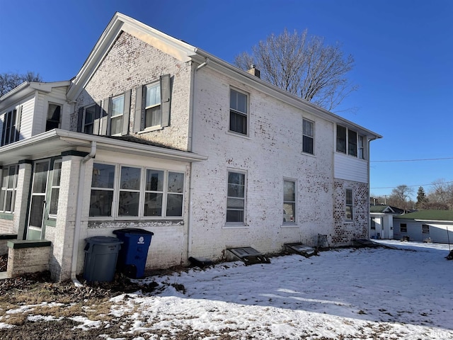 view of snow covered exterior