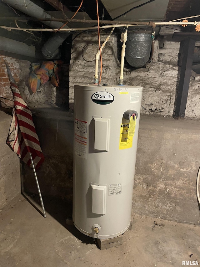 utility room with electric water heater