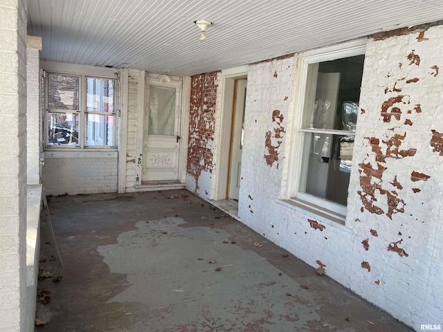 interior space with brick wall