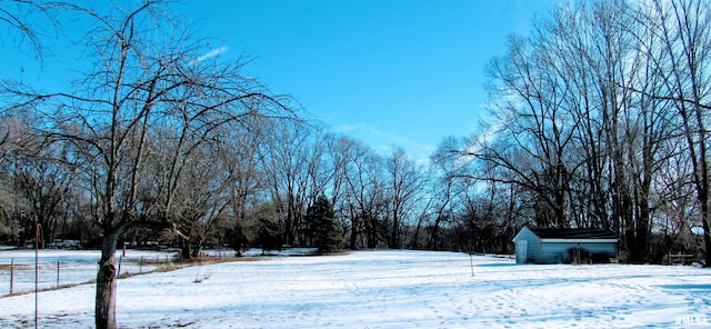 view of yard covered in snow