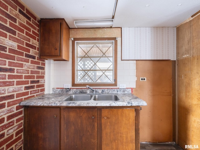 kitchen featuring tasteful backsplash and sink