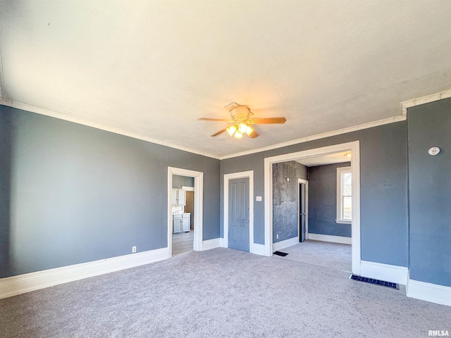 unfurnished bedroom with ceiling fan and carpet flooring