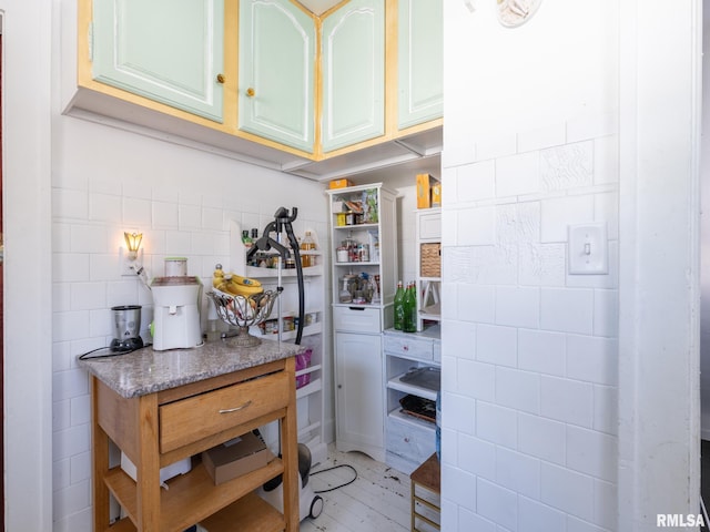 interior space with light stone counters