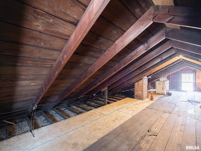 view of unfinished attic