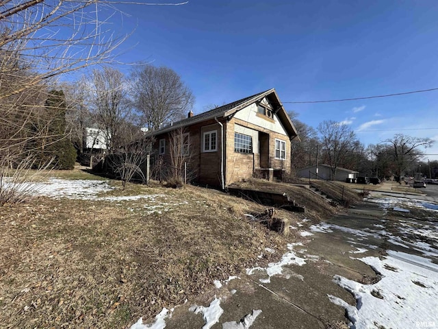 view of snow covered property