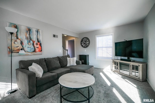 living room featuring carpet flooring