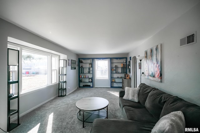 carpeted living room with a healthy amount of sunlight