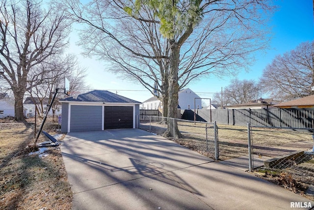 exterior space featuring an outdoor structure and a garage