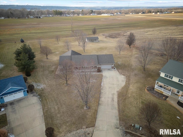 aerial view with a rural view