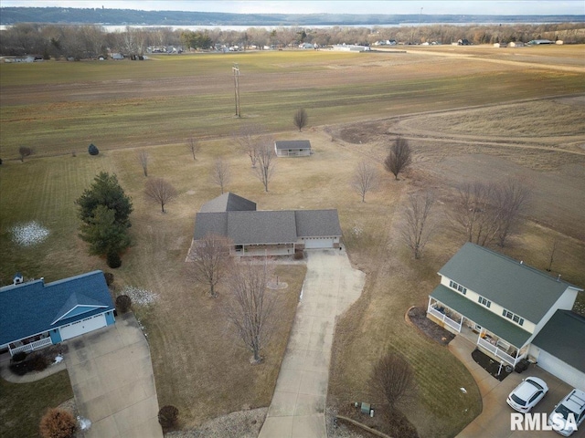 aerial view featuring a rural view