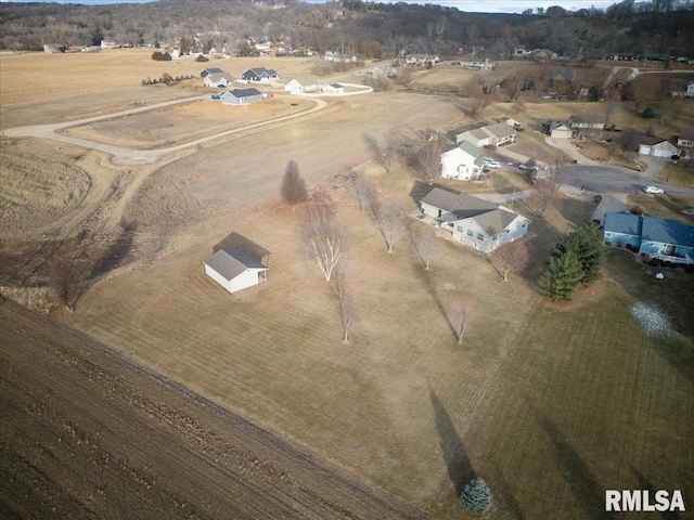 drone / aerial view with a rural view