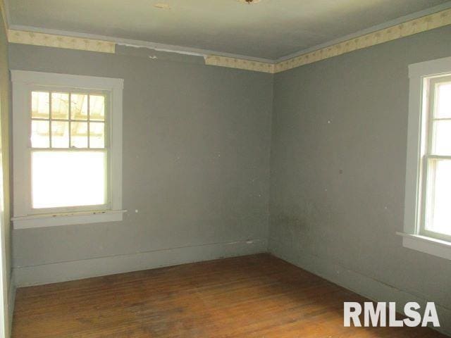 unfurnished room featuring hardwood / wood-style flooring and a wealth of natural light