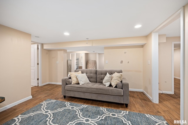 living room featuring wood-type flooring