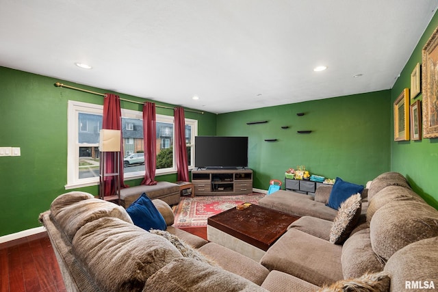 living room with wood-type flooring