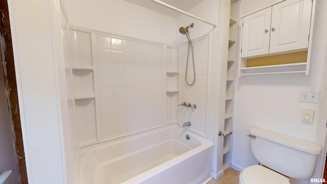 bathroom featuring toilet and shower / bathtub combination