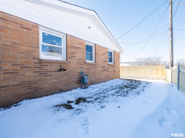 view of snow covered exterior