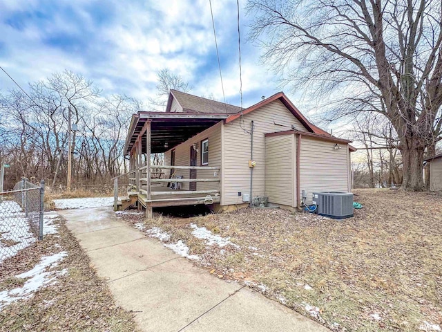 view of property exterior featuring central AC unit