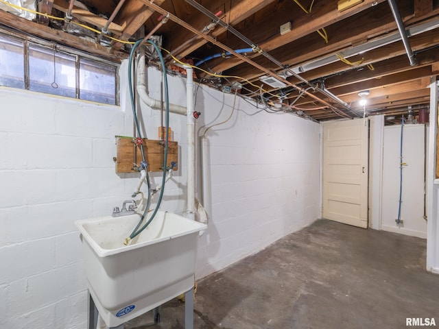 basement with sink