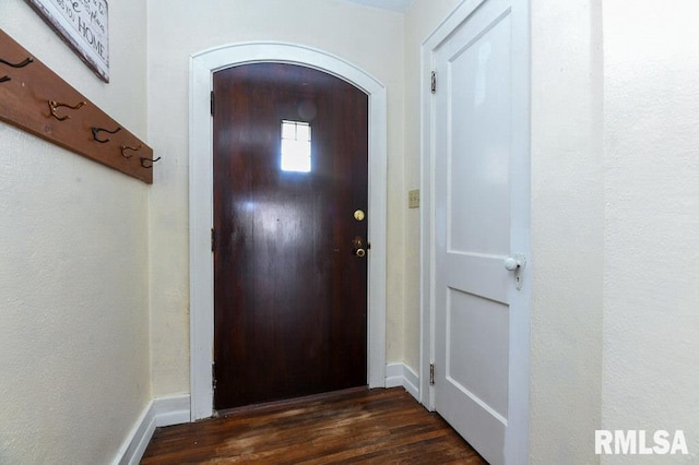 doorway featuring dark hardwood / wood-style flooring