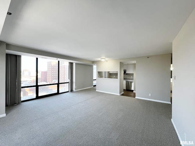 unfurnished living room featuring carpet floors