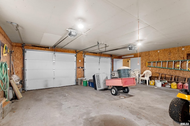 garage with a garage door opener